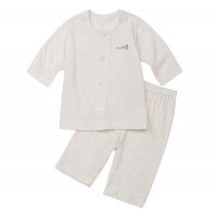 有機棉嬰兒七分袖居家服--純白色